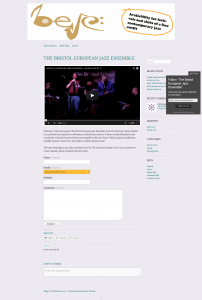 Screenshot of Bristol European Jazz Ensemble website home page