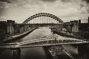 View of the River Tyne, with two bridges.