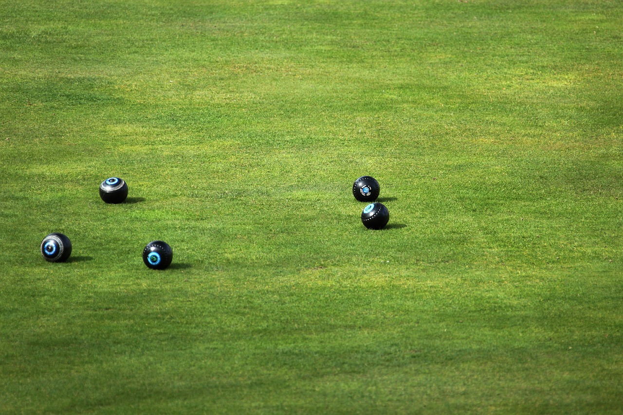 Bowling green with balls in position