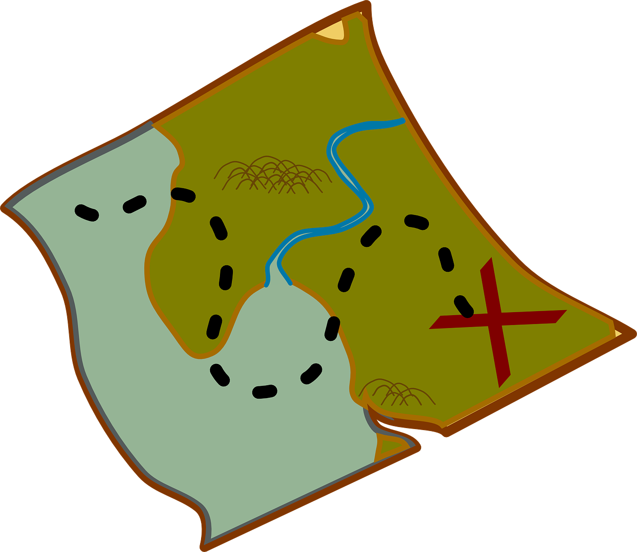 map showing route and x marks the spot