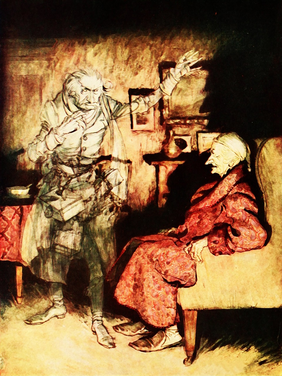 Scrooge meets Morley's ghost